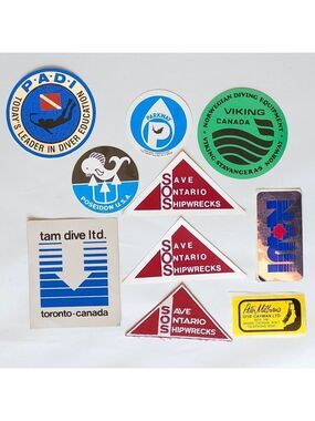 SCUBA DIVER PATCH AND STICKER LOT OF 10 ADVENTURE DIVER SHIPWRECK BUMPER STICKER